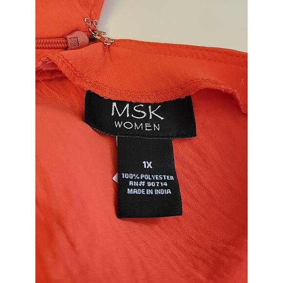 MSK Orange Sleeveless V Neck Knotted Front Wide Leg Jumpsuit Women's Plus 1X - Picture 12 of 12